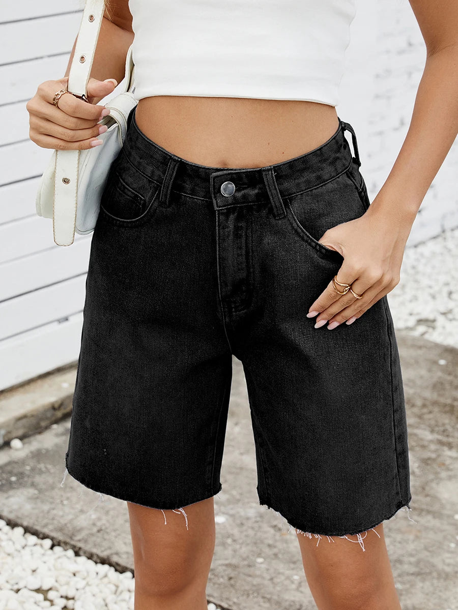 Distressed Frayed Hem Shorts